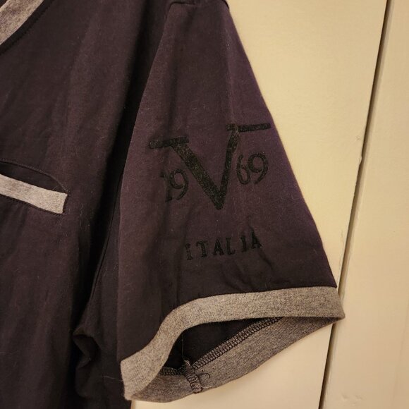 Versace 19 V69 Italia Black v-neck tee - Picture 3 of 3